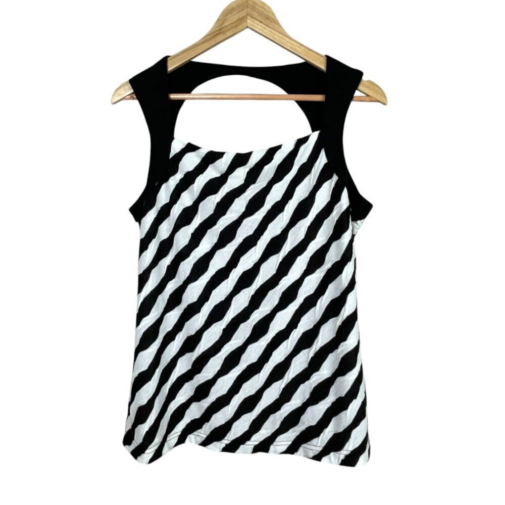 CHERYL NASH WINDRIDGE TEXTURED STRIPE SLEEVELESS TOP